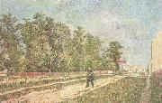 Vincent Van Gogh Outskirts of Paris:Road with Peasant Shouldering a Spade (nn04) oil painting reproduction